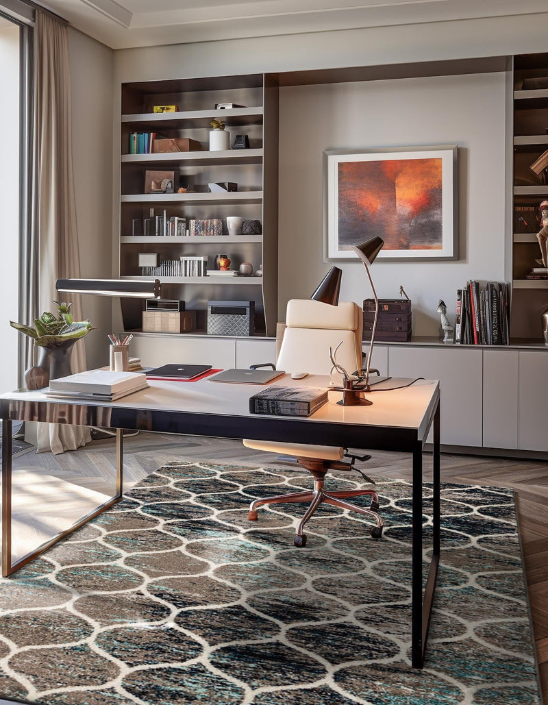 Lattice Garden Collection Area Rug -  Pergolatown (Blue Multi) Rectangle Blue Multi  lifestyle 16