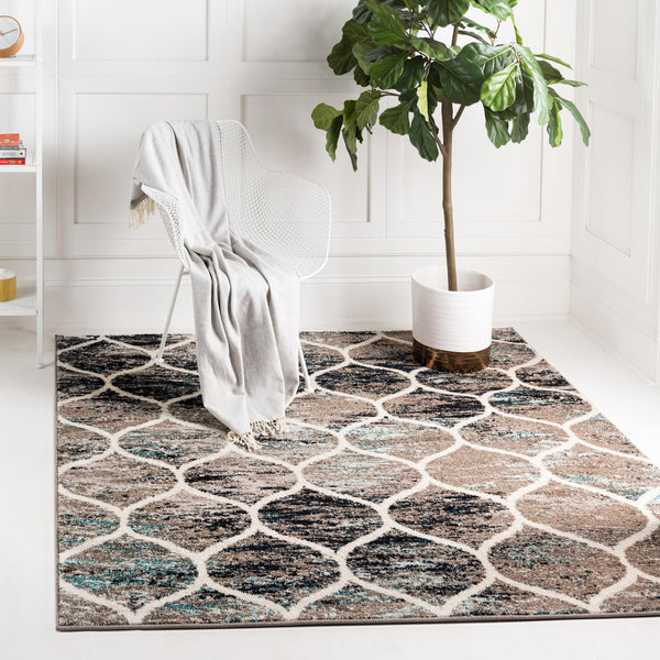 Lattice Garden Collection Area Rug -  Pergolatown (Blue Multi) Square Blue Multi  lifestyle 0