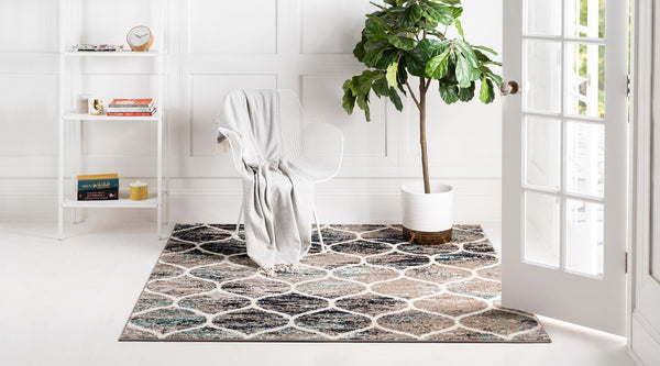 Lattice Garden Collection Area Rug -  Pergolatown (Blue Multi) Square Blue Multi  lifestyle 3