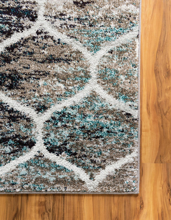 Lattice Garden Collection Area Rug -  Pergolatown (Blue Multi) Square Blue Multi  lifestyle 8