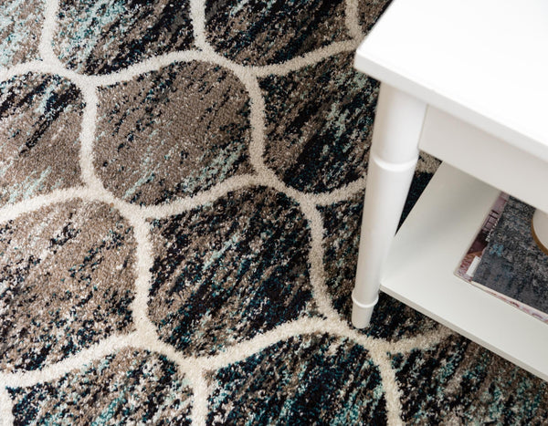 Lattice Garden Collection Area Rug -  Pergolatown (Blue Multi) Oval Blue Multi  lifestyle 5