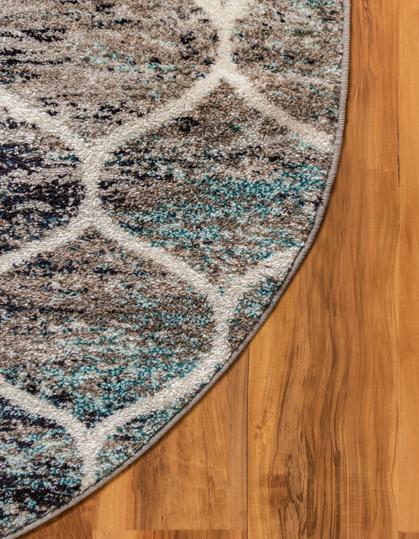 Lattice Garden Collection Area Rug -  Pergolatown (Blue Multi) Oval Blue Multi  lifestyle 8