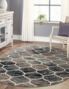 Lattice Garden Collection Area Rug -  Pergolatown (Blue Multi) Oval Blue Multi  lifestyle 67