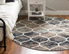 Lattice Garden Collection Area Rug -  Pergolatown (Blue Multi) Round Blue Multi  lifestyle 2