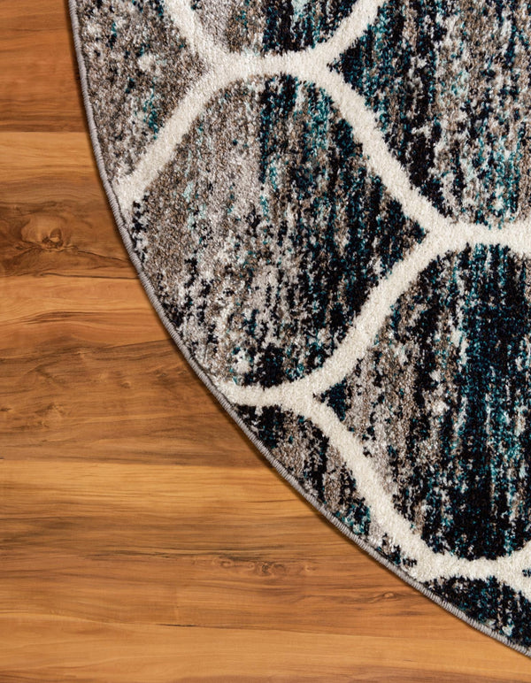 Lattice Garden Collection Area Rug -  Pergolatown (Blue Multi) Round Blue Multi  lifestyle 8