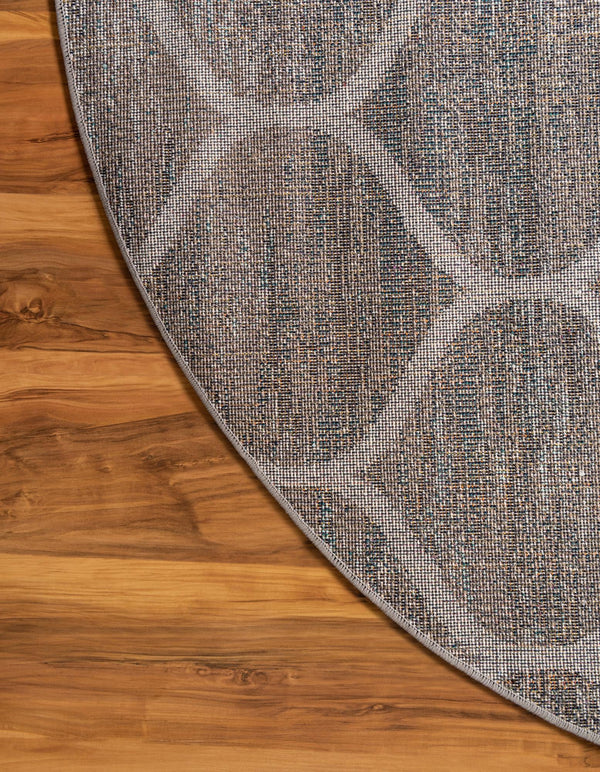 Lattice Garden Collection Area Rug -  Pergolatown (Blue Multi) Round Blue Multi  lifestyle 9