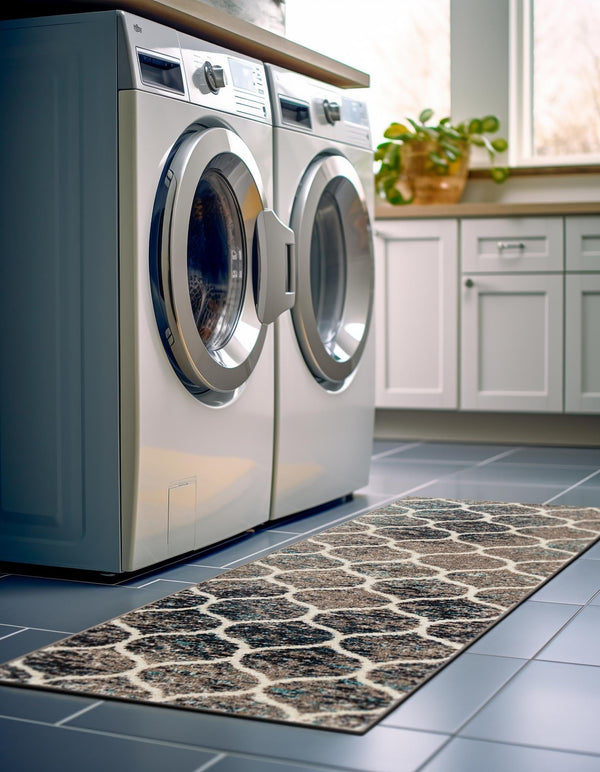 Lattice Garden Collection Area Rug -  Pergolatown (Blue Multi) Runner Blue Multi  lifestyle 3