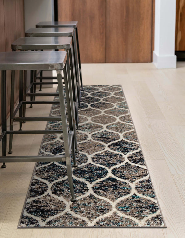 Lattice Garden Collection Area Rug -  Pergolatown (Blue Multi) Runner Blue Multi  lifestyle 9