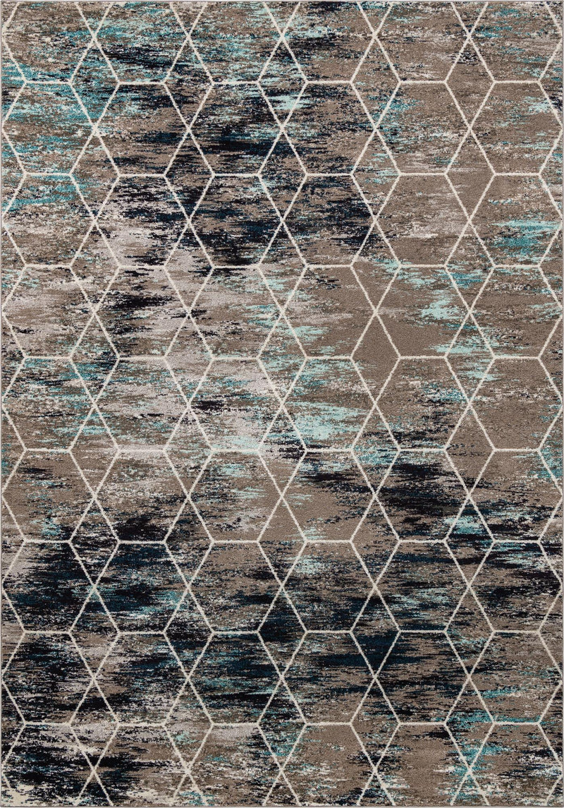 Lattice Garden Collection Area Rug - Arborville (Blue Multi) Rectangle Blue Multi Main