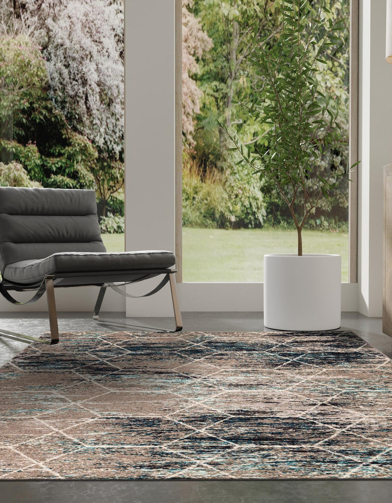 Lattice Garden Collection Area Rug - Arborville (Blue Multi) Rectangle Blue Multi  lifestyle 22