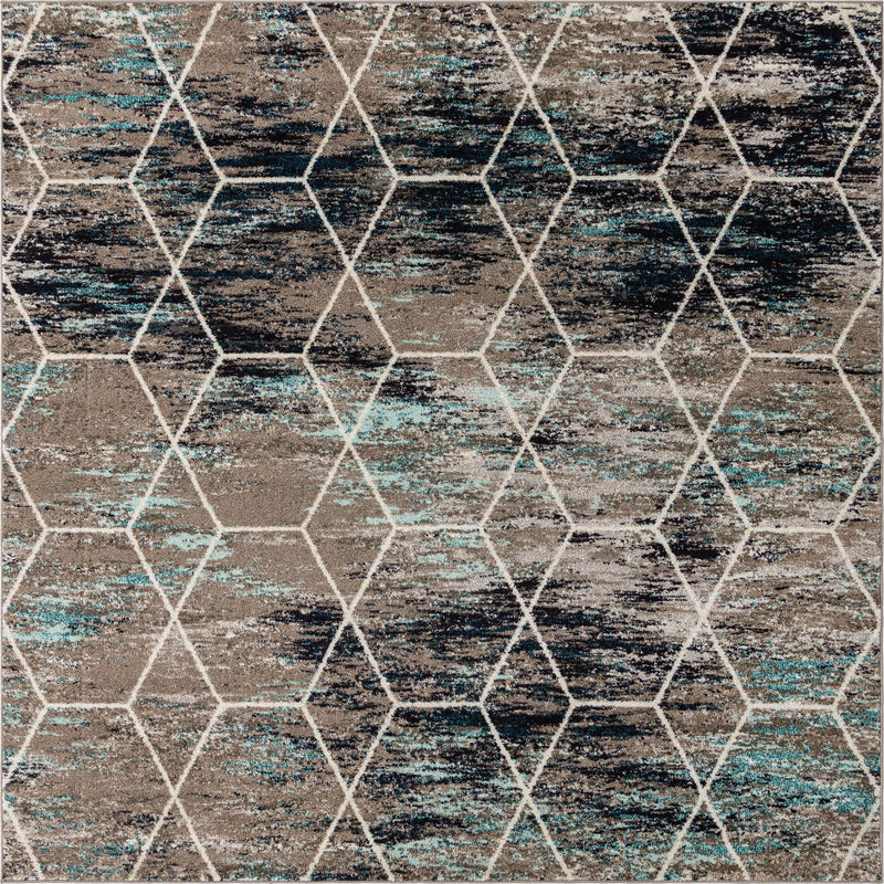 Lattice Garden Collection Area Rug - Arborville (Blue Multi) Square Blue Multi Main