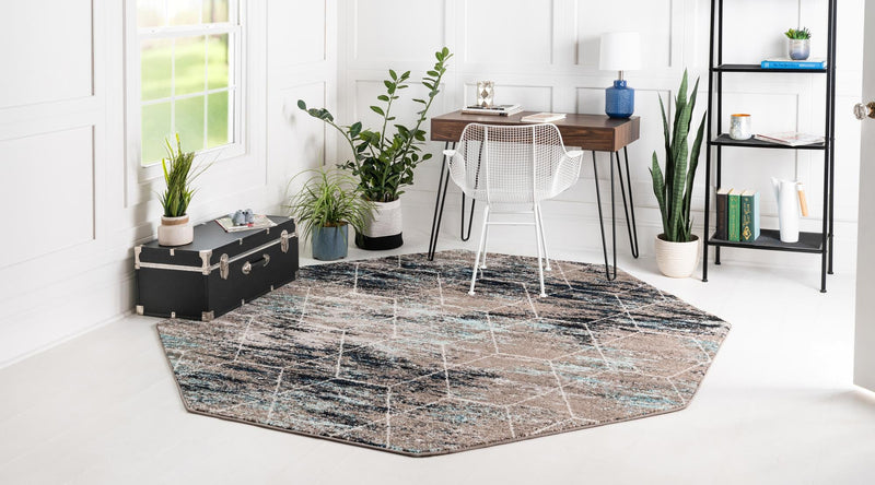 Lattice Garden Collection Area Rug - Arborville (Blue Multi) Octagon Blue Multi  lifestyle 2