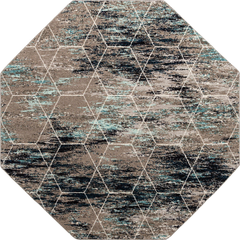 Lattice Garden Collection Area Rug - Arborville (Blue Multi) Octagon Blue Multi Main