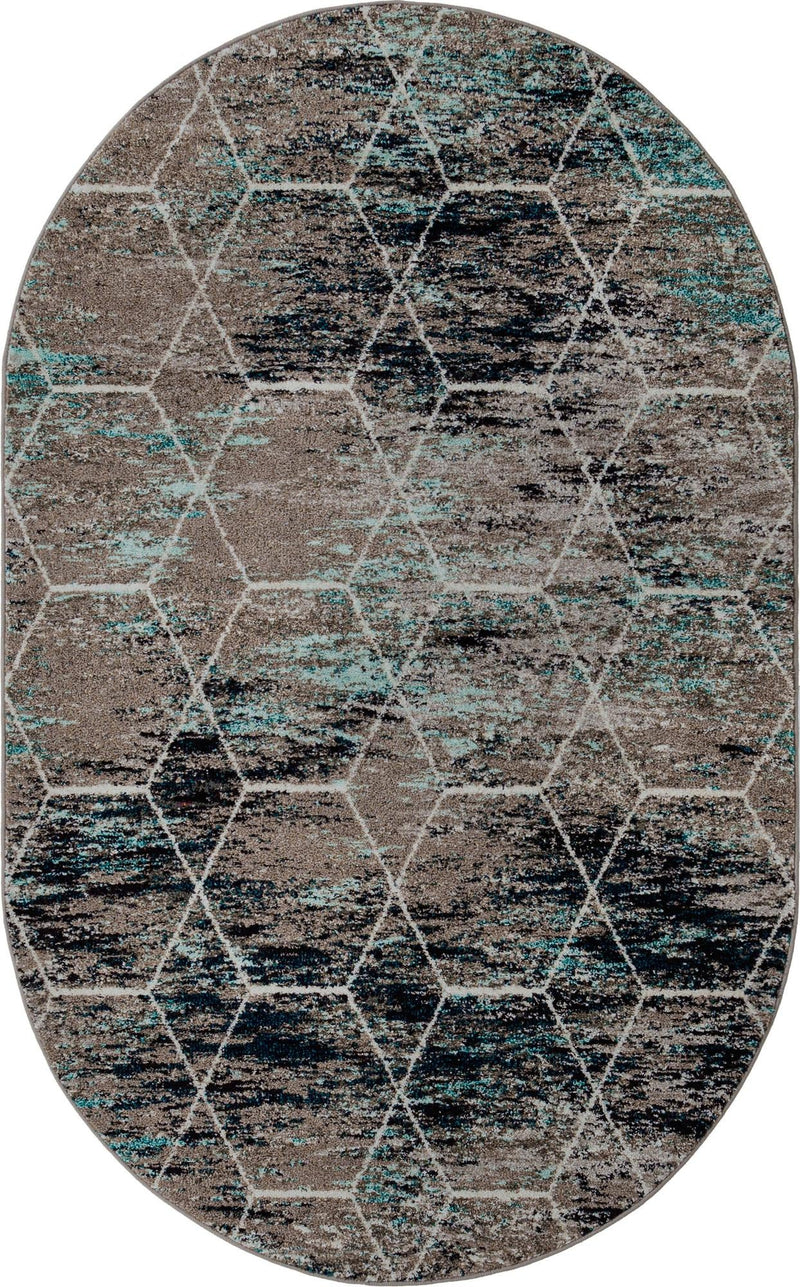 Trellis Mosaic Collection Area Rug - Arborville (Blue Multi) Oval Blue Multi  lifestyle 33