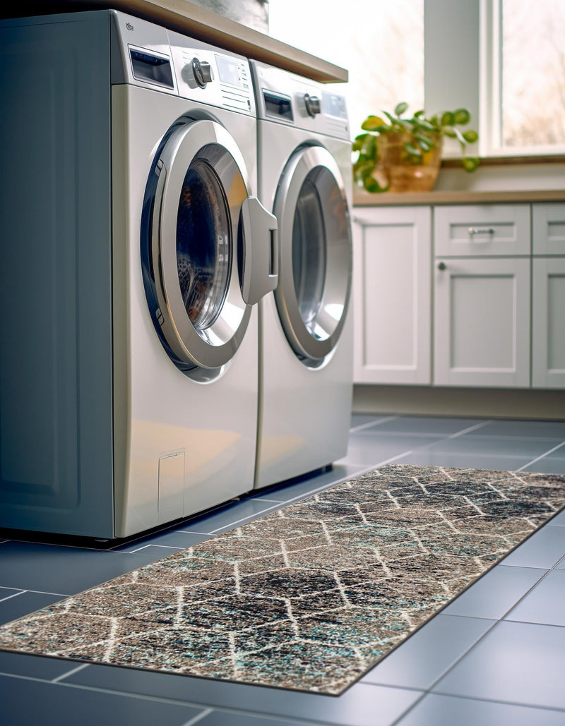 Lattice Garden Collection Area Rug - Arborville (Blue Multi) Runner Blue Multi  lifestyle 3