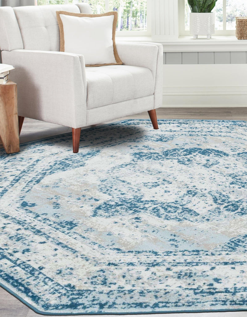 Riviera Elegance Collection Area Rug -  Menton (Blue) Octagon Blue  lifestyle 10