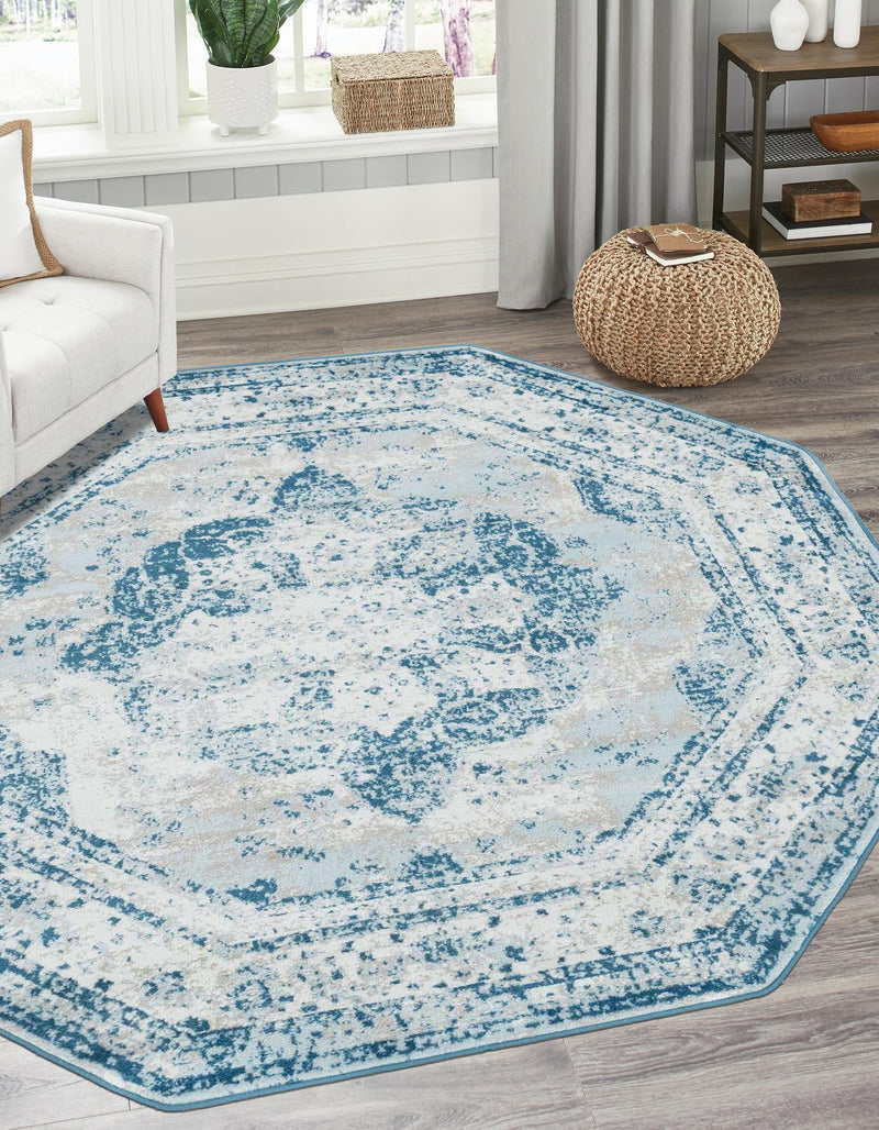 Riviera Elegance Collection Area Rug -  Menton (Blue) Octagon Blue  lifestyle 12