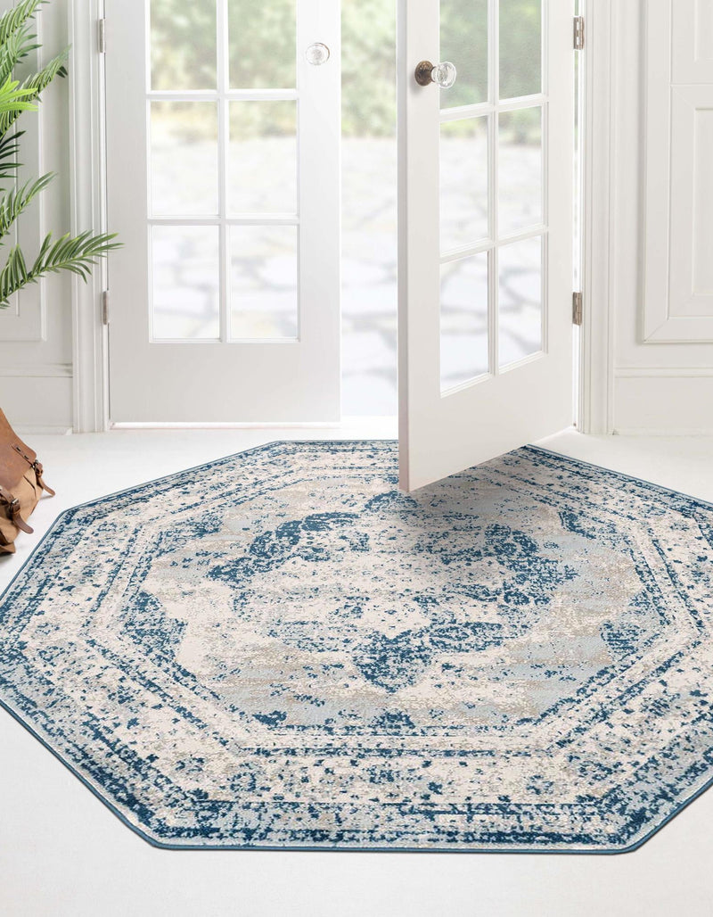Riviera Elegance Collection Area Rug -  Menton (Blue) Octagon Blue  lifestyle 44