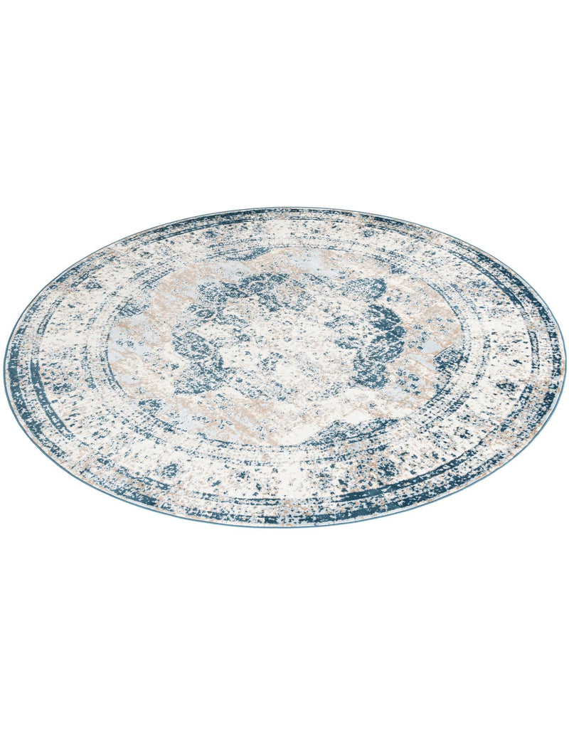 Riviera Elegance Collection Area Rug -  Menton (Blue) Round Blue  lifestyle 54