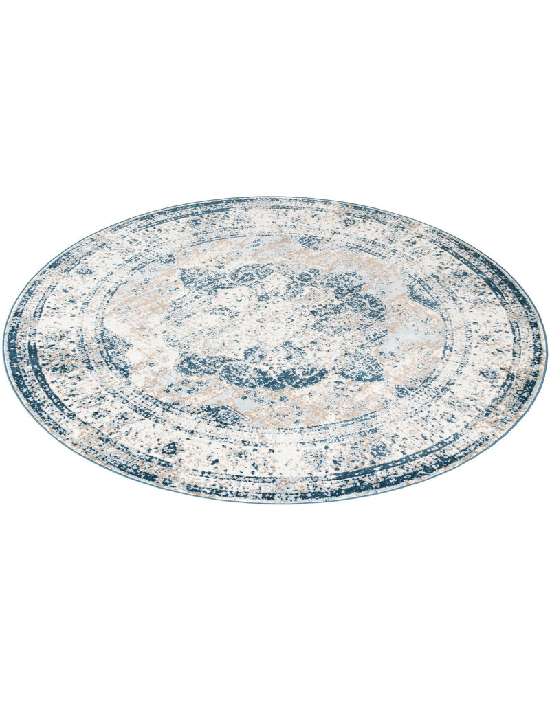 Riviera Elegance Collection Area Rug -  Menton (Blue) Round Blue  lifestyle 55