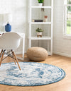 Riviera Elegance Collection Area Rug -  Menton (Blue) Round Blue  lifestyle 6