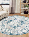 Riviera Elegance Collection Area Rug -  Menton (Blue) Round Blue  lifestyle 96