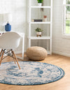Riviera Elegance Collection Area Rug -  Menton (Blue) Round Blue  lifestyle 53