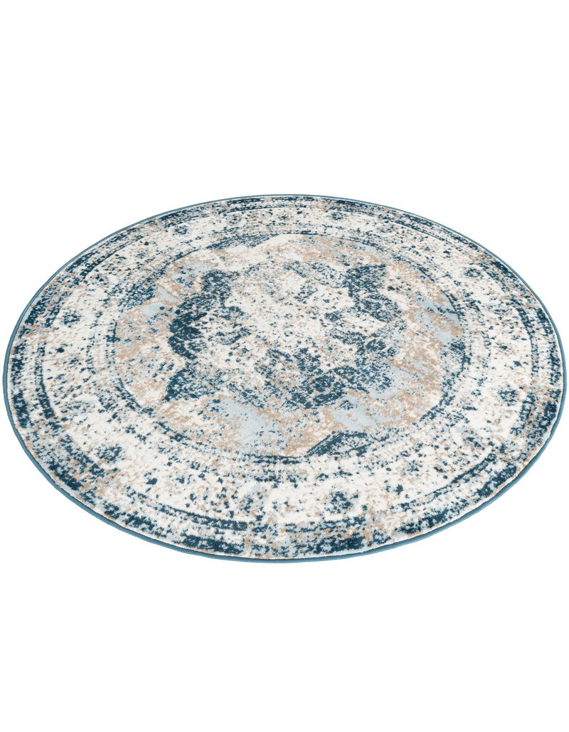 Riviera Elegance Collection Area Rug -  Menton (Blue) Round Blue  lifestyle 56