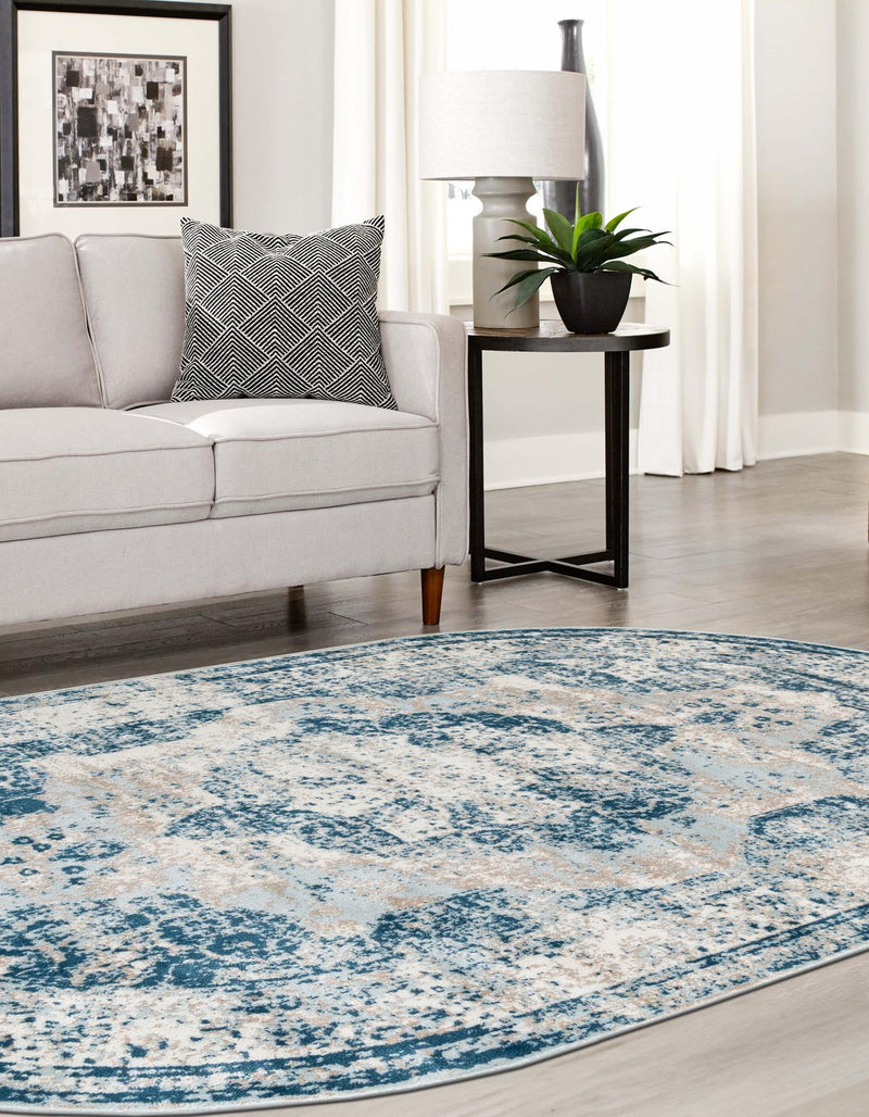 Riviera Elegance Collection Area Rug -  Menton (Blue) Oval Blue  lifestyle 11