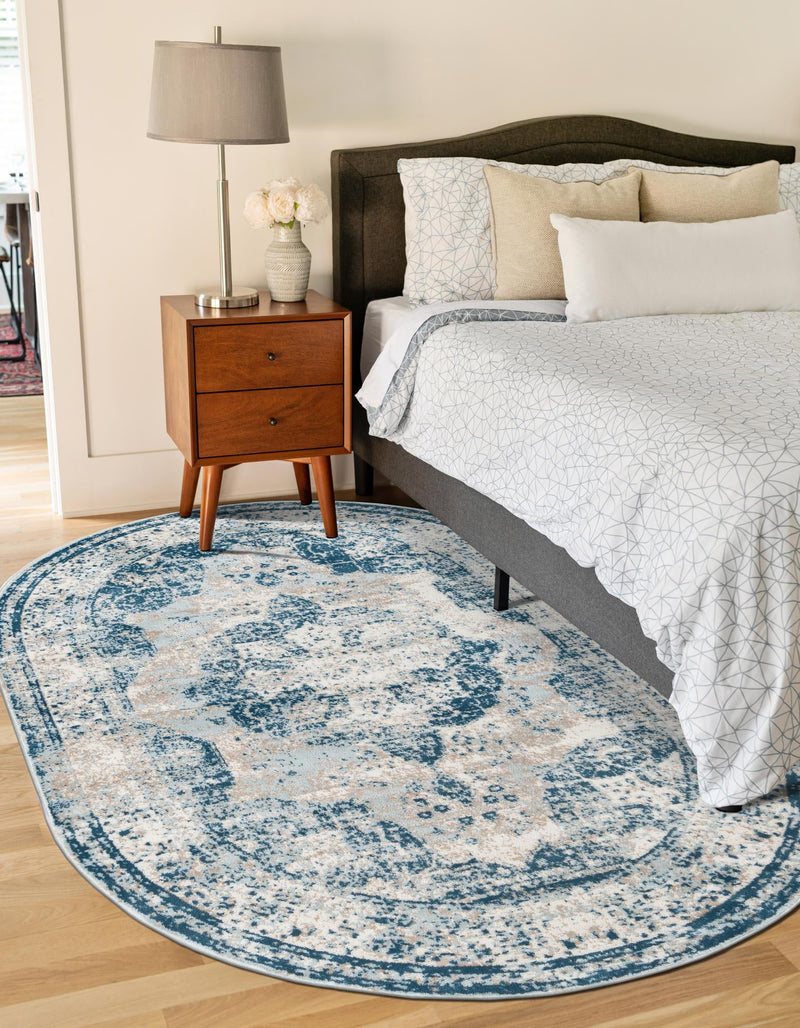 Riviera Elegance Collection Area Rug -  Menton (Blue) Oval Blue  lifestyle 18