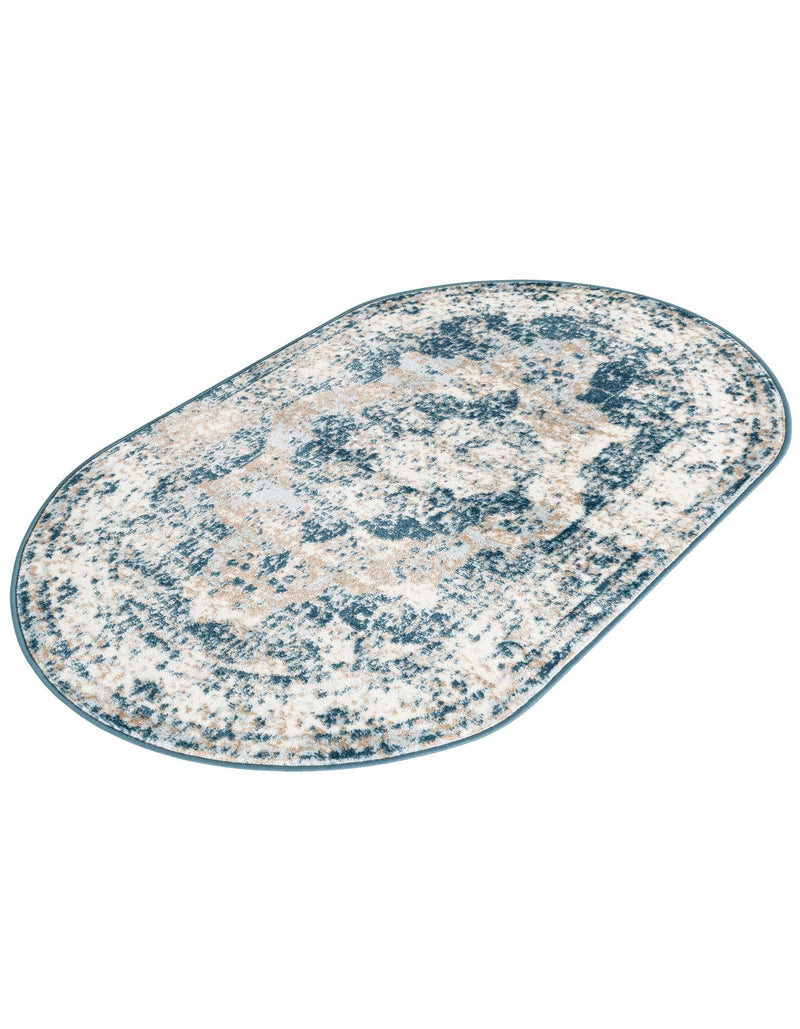 Riviera Elegance Collection Area Rug -  Menton (Blue) Oval Blue  lifestyle 50