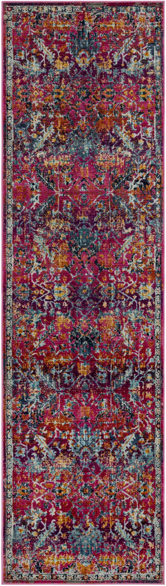 Prague Tapestry Collection Area Rug -  Moravia Runner Fuchsia  lifestyle 40