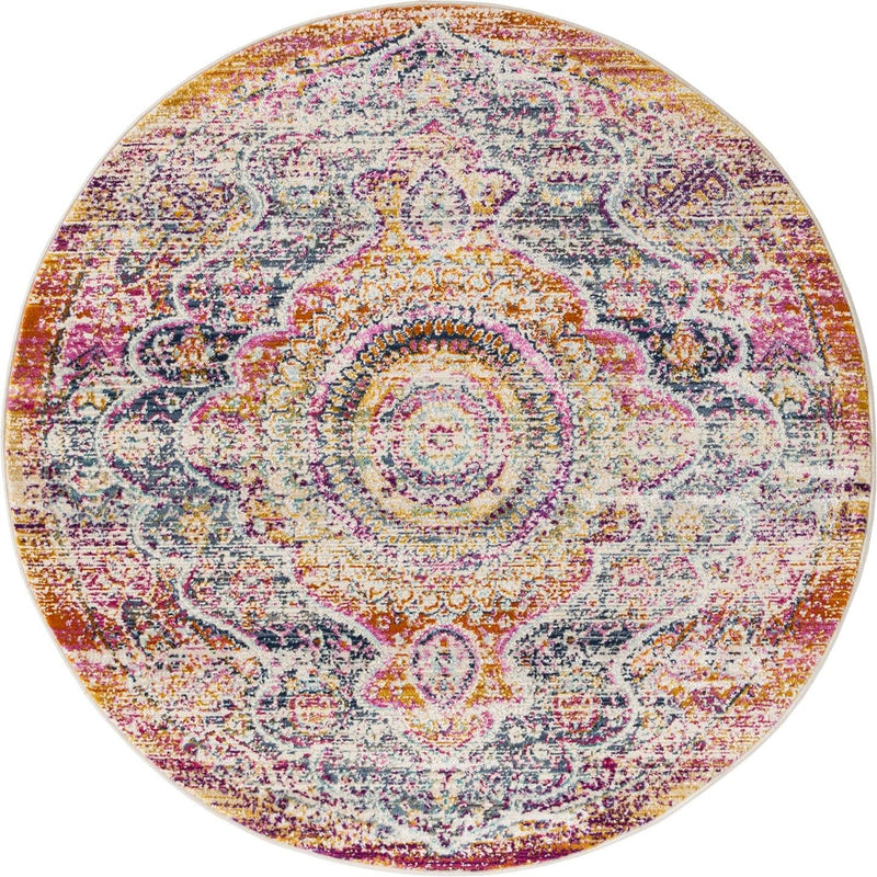 Prague Tapestry Collection Area Rug - Charles Round Red  lifestyle 19