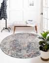 Prague Tapestry Collection Area Rug -  Pilsen Round Gray  lifestyle 17