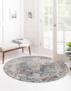Prague Tapestry Collection Area Rug -  Pilsen Round Gray  lifestyle 19