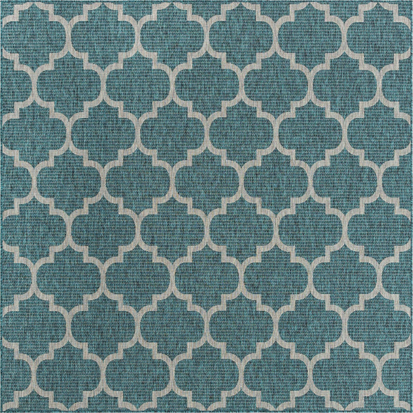 Garden Lattice Oasis Collection Area Rug - Arbor (Teal) Square Teal Main
