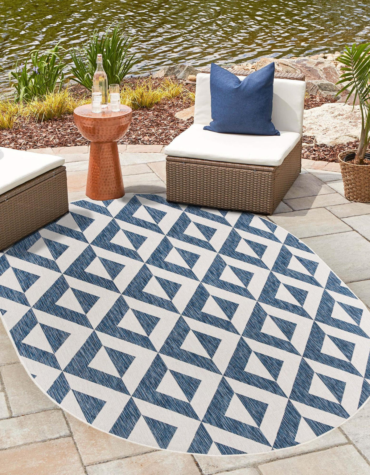 Urban Oasis Rugs Collection Area Rug -  Highrise (Blue) Oval Blue  lifestyle 0