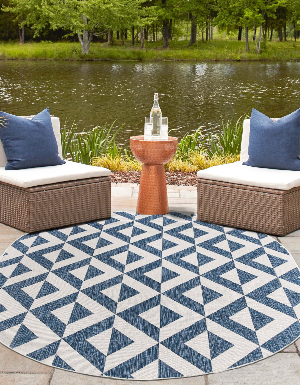 Urban Oasis Rugs Collection Area Rug -  Highrise (Blue) Oval Blue  lifestyle 2