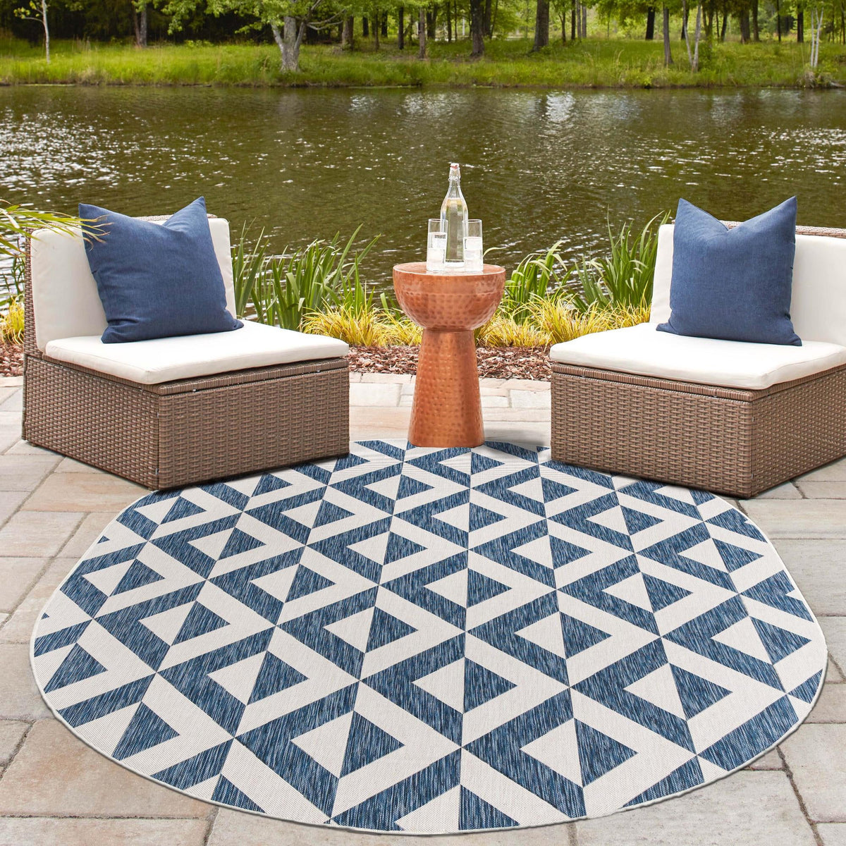 Urban Oasis Rugs Collection Area Rug -  Highrise (Blue) Oval Blue  lifestyle 28