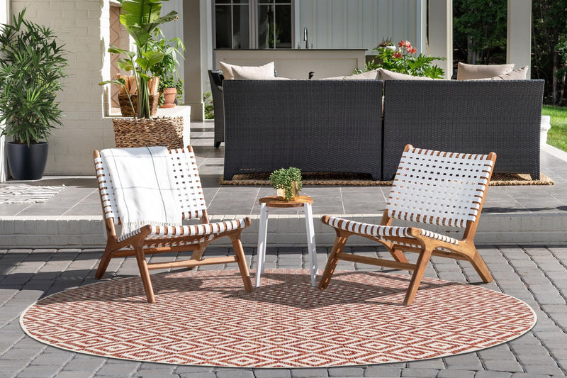 Urban Oasis Rugs Collection Area Rug -  Rooftop (Rust Red) Round Rust Red  lifestyle 2