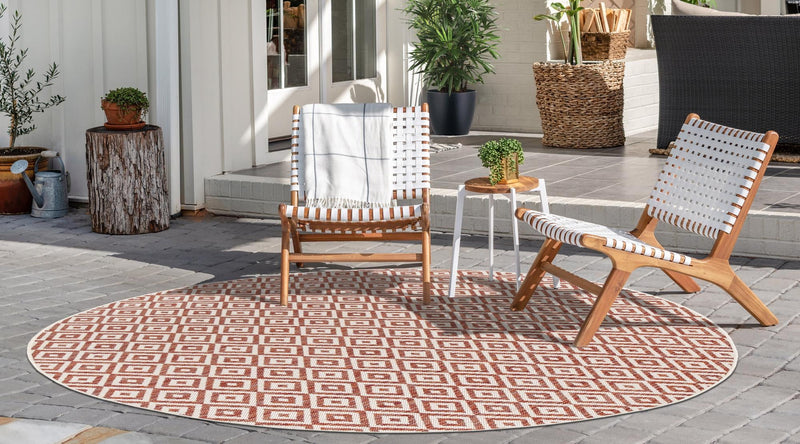 Urban Oasis Rugs Collection Area Rug -  Rooftop (Rust Red) Round Rust Red  lifestyle 3