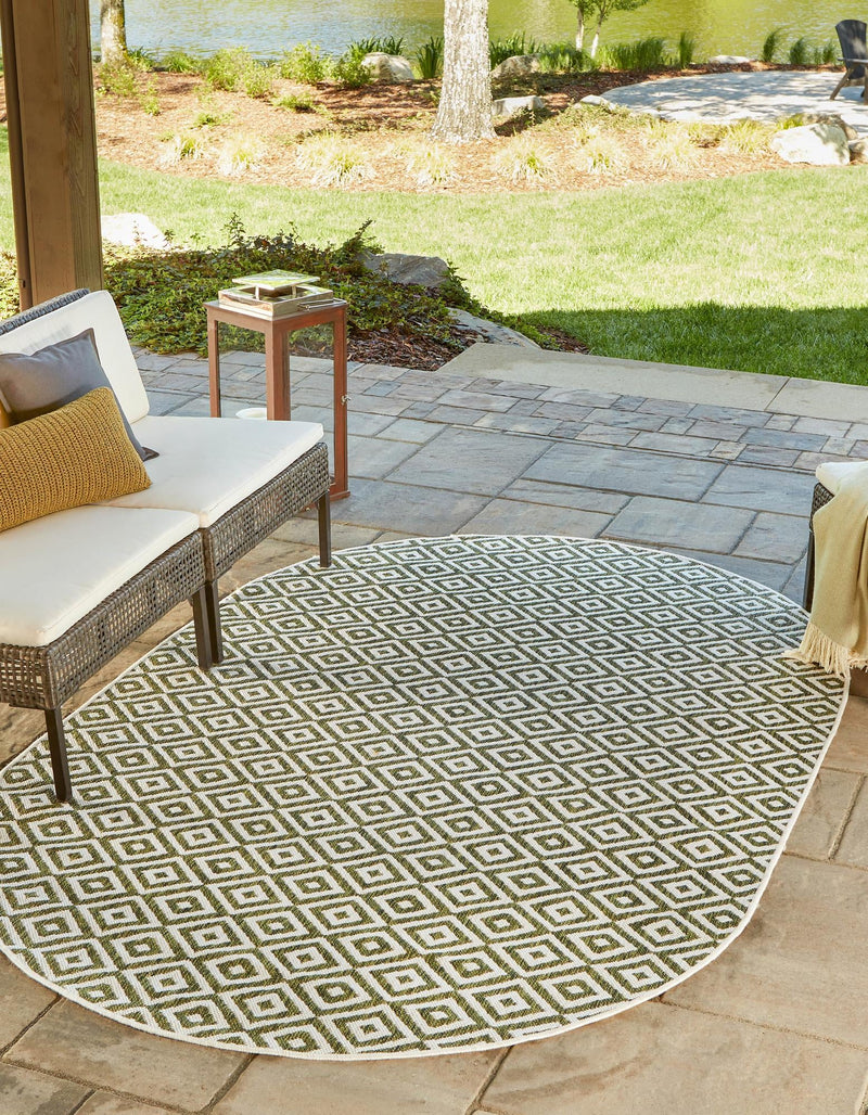 Urban Oasis Rugs Collection Area Rug -  Rooftop (Green) Oval Green  lifestyle 0