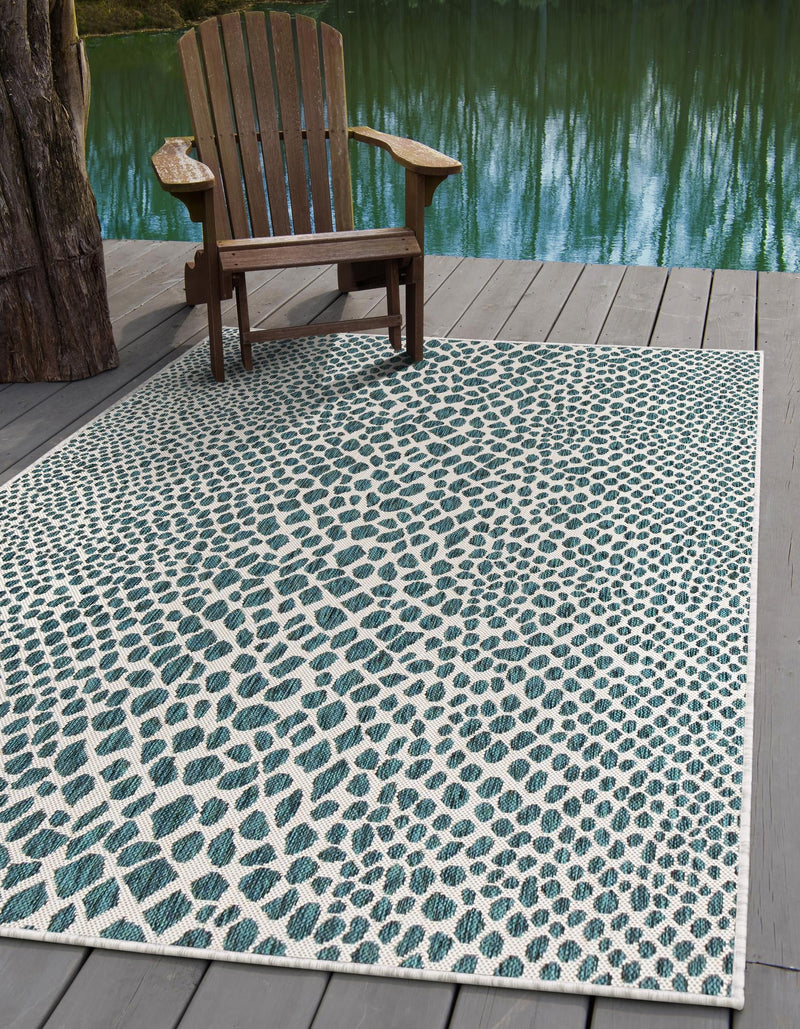 Urban Oasis Rugs Collection Area Rug -  Terrace (Teal) Rectangle Teal  lifestyle 0