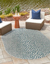 Urban Oasis Rugs Collection Area Rug -  Terrace (Teal) Oval Teal  lifestyle 0
