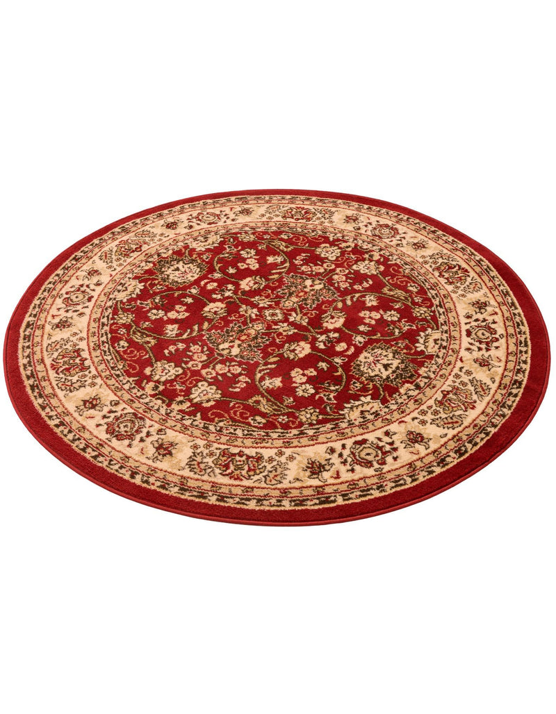 Isfahan Elegance Collection Area Rug - Naghsh-e Jahan (Burgundy) Round Burgundy  lifestyle 80