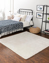 Solid Shag Seaside Collection Area Rug - Azure Cove (Ivory) Square Ivory  lifestyle 31