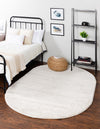 Solid Shag Seaside Collection Area Rug - Azure Cove (Ivory) Oval Ivory  lifestyle 27