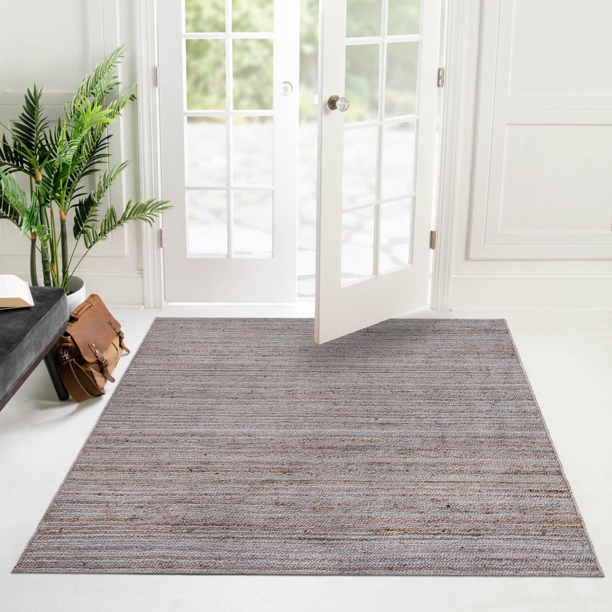 Woven Seaside Jute Collection Area Rug - Savannah (Gray) Square Gray  lifestyle 123