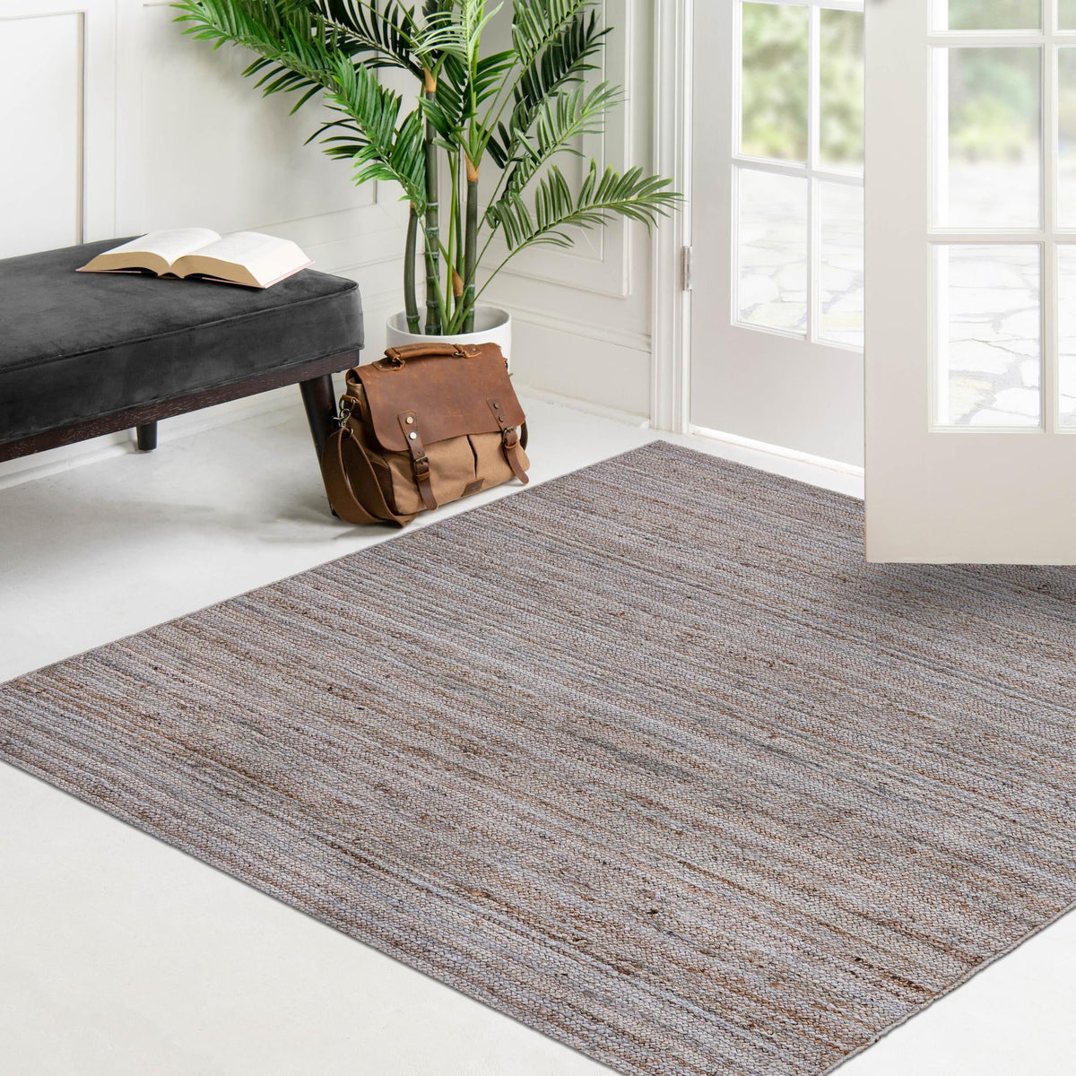 Woven Seaside Jute Collection Area Rug - Savannah (Gray) Square Gray  lifestyle 125