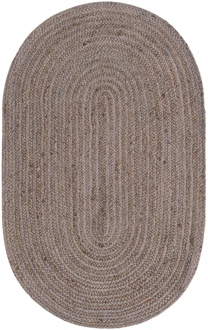 Woven Seaside Jute Collection Area Rug - Savannah (Gray) Oval Gray  lifestyle 38